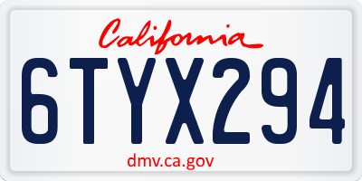 CA license plate 6TYX294