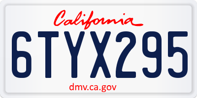 CA license plate 6TYX295