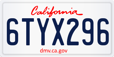CA license plate 6TYX296