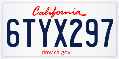 CA license plate 6TYX297