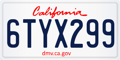 CA license plate 6TYX299