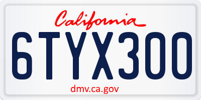 CA license plate 6TYX300