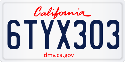 CA license plate 6TYX303