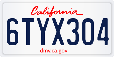 CA license plate 6TYX304