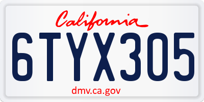 CA license plate 6TYX305