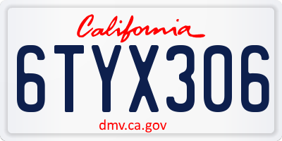 CA license plate 6TYX306
