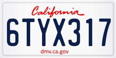 CA license plate 6TYX317