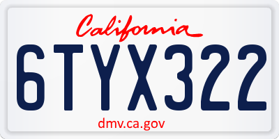 CA license plate 6TYX322