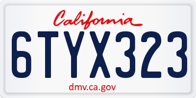 CA license plate 6TYX323