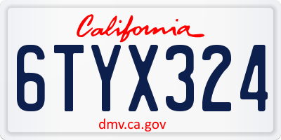 CA license plate 6TYX324