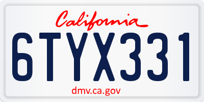 CA license plate 6TYX331