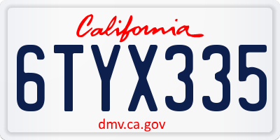 CA license plate 6TYX335