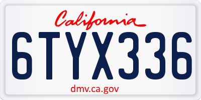CA license plate 6TYX336