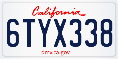 CA license plate 6TYX338