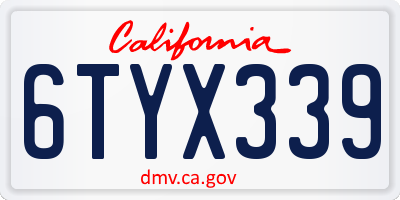 CA license plate 6TYX339