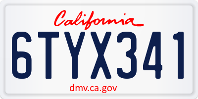 CA license plate 6TYX341