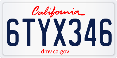 CA license plate 6TYX346