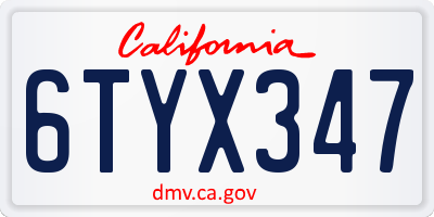 CA license plate 6TYX347