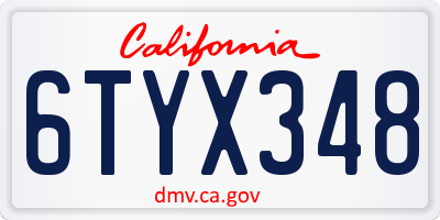 CA license plate 6TYX348