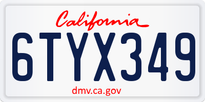 CA license plate 6TYX349