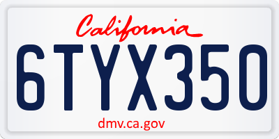 CA license plate 6TYX350