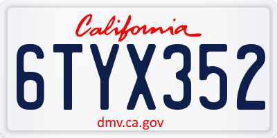 CA license plate 6TYX352