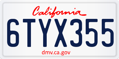 CA license plate 6TYX355