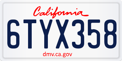 CA license plate 6TYX358
