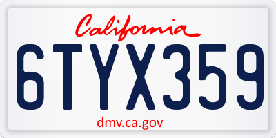 CA license plate 6TYX359