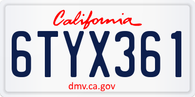 CA license plate 6TYX361
