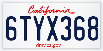 CA license plate 6TYX368