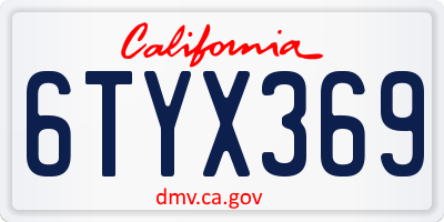 CA license plate 6TYX369