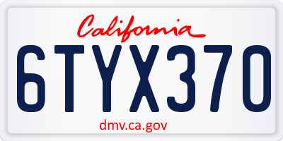 CA license plate 6TYX370