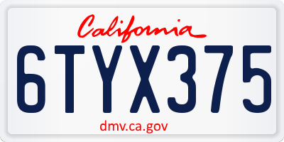CA license plate 6TYX375