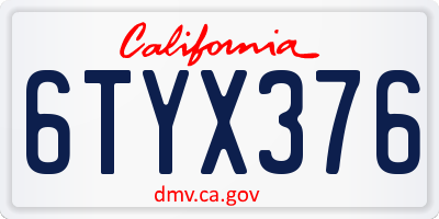 CA license plate 6TYX376