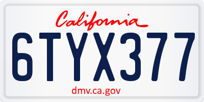 CA license plate 6TYX377