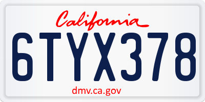 CA license plate 6TYX378