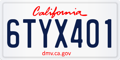 CA license plate 6TYX401