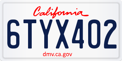 CA license plate 6TYX402