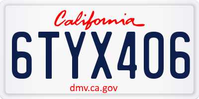 CA license plate 6TYX406