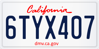 CA license plate 6TYX407