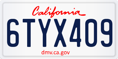 CA license plate 6TYX409