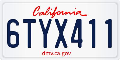 CA license plate 6TYX411