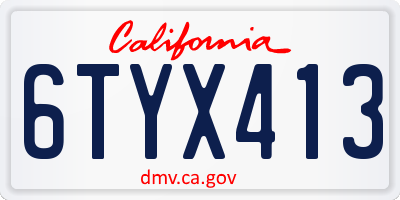 CA license plate 6TYX413
