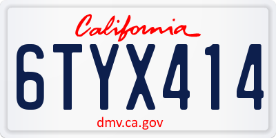 CA license plate 6TYX414