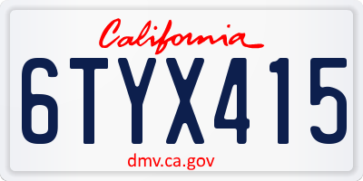 CA license plate 6TYX415