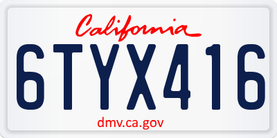 CA license plate 6TYX416