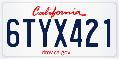 CA license plate 6TYX421
