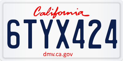 CA license plate 6TYX424