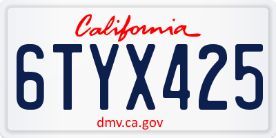 CA license plate 6TYX425